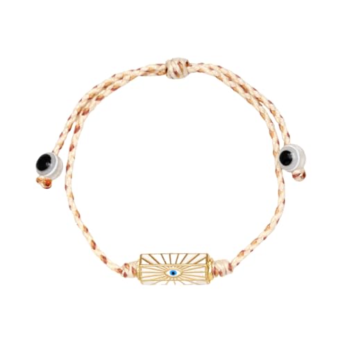 Uqezagpa Glücksauge, Herz-Buchstaben-Charm-Armband, verstellbar, geflochtenes Seil, Glasur, Glücksauge-Schmuck, geeignet für Damen und Herren, 2x1cm 1825cm, Liuli, Beryll von Uqezagpa