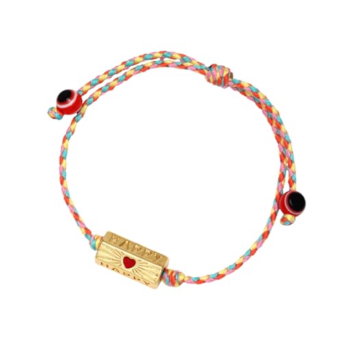 Uqezagpa Glücksauge, Herz-Buchstaben-Charm-Armband, verstellbar, geflochtenes Seil, Glasur, Glücksauge-Schmuck, geeignet für Damen und Herren, 2x1cm 1825cm, Liuli, Beryll von Uqezagpa