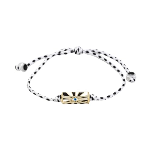 Uqezagpa Glücksauge, Herz-Buchstaben-Charm-Armband, verstellbar, geflochtenes Seil, Glasur, Glücksauge-Schmuck, geeignet für Damen und Herren, 2x1cm 1825cm, Liuli, Beryll von Uqezagpa