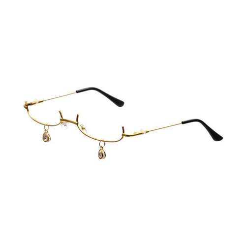 Uqezagpa Goldene Halbrahmen-Brille, trendige, kreative Halbmond-Brillen ohne Linse, für einzigartige Stile und modische Statements, dekorative Brillen, Goldfarbener Rahmen Uqezagpa Goldene Halbrahmen-Brille, trendige, kreative Halbmond-Brillen ohne Linse, für einzigartige Stile und modische Statements, dekorative Brillen, Goldfarbener Rahmen von Uqezagpa