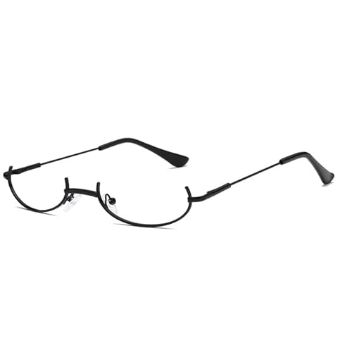 Uqezagpa Goldene Halbrahmen-Brille, trendige, kreative Halbmond-Brillen ohne Linse, für einzigartige Stile und modische Statements, dekorative Brillen, Schwarzer Rahmen von Uqezagpa