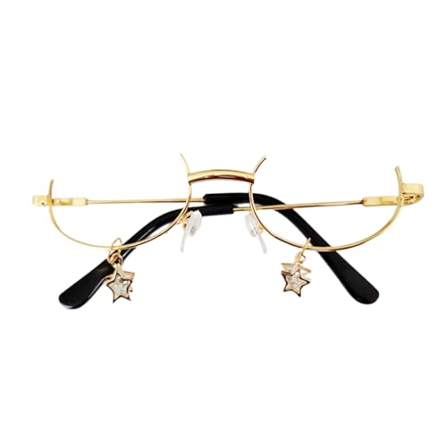 Uqezagpa Goldene Halbrahmen-Brille, trendige, kreative Halbmond-Brillen ohne Linse, für einzigartige Stile und modische Statements, dekorative Brillen, Sternanhänger mit goldenem Rahmen Uqezagpa Goldene Halbrahmen-Brille, trendige, kreative Halbmond-Brillen ohne Linse, für einzigartige Stile und modische Statements, dekorative Brillen, Sternanhänger mit goldenem Rahmen von Uqezagpa