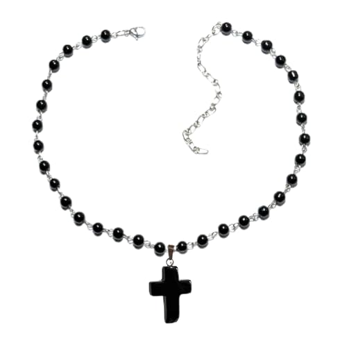 Uqezagpa Gothic Crucifix Halskette Retro Choker Religiöser Schlüsselbeutel Kette Anhänger Schmuck Stilvolle Perlen Perlen Ornamente von Uqezagpa