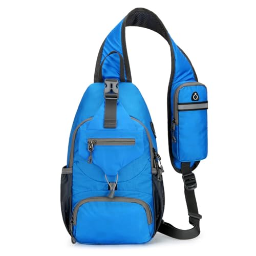 Uqezagpa Große Brusttasche für Herren, Rucksack, Nylon, lässig, Tagesrucksack, Outdoor, Schultertasche, leicht, Schultertasche, Crossbody, königsblau, One Size von Uqezagpa