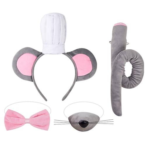 Uqezagpa Haarreif in Form von Kochmütze, Maus-Muster, Ohren, Stirnbänder, schöne Cosplay-Kopfbedeckung zum Kochen von Uqezagpa
