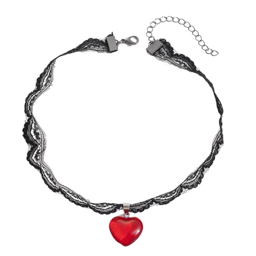 Uqezagpa Halskette mit Schleifen-Anhänger, modischer Charm, Schmuck-Accessoire für Damen, stabiles Spitzen-Glas, Length 44CM, Spitze + Band + Glas, Kein Edelstein von Uqezagpa