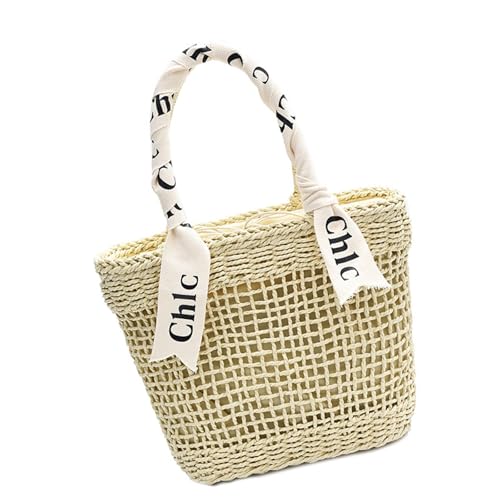 Uqezagpa Handgefertigte Stroh-Umhängetasche, elegante Crossbody-Tasche für Damen, Strandtasche mit Kordelzug-Öffnung und Schleifendekoration, Strand-/Urlaubstasche, beige, One Size Uqezagpa Handgefertigte Stroh-Umhängetasche, elegante Crossbody-Tasche für Damen, Strandtasche mit Kordelzug-Öffnung und Schleifendekoration, Strand-/Urlaubstasche, beige, One Size von Uqezagpa