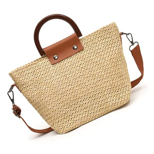 Uqezagpa Handgewebte Umhängetasche für Damen, Handtasche mit Tragegriff oben, Strandtasche, Mädchen, Crossbody, Shopping, Stroh, Kuriertasche, handgewebte Handtasche, khaki, One Size Uqezagpa Handgewebte Umhängetasche für Damen, Handtasche mit Tragegriff oben, Strandtasche, Mädchen, Crossbody, Shopping, Stroh, Kuriertasche, handgewebte Handtasche, khaki, One Size von Uqezagpa