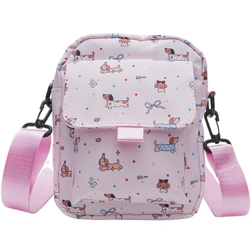 Uqezagpa Handytasche, Motiv: japanisches Cartoon-Dackel-Motiv, multifunktional, klein, mit Reißverschluss, Crossbody-Tasche für Damen, Teenager, verstellbarer Riemen, a, One Size von Uqezagpa