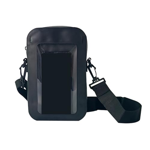 Uqezagpa Handytaschen mit durchsichtigem Bildschirm, trockene Aufbewahrungstasche, Schultertaschen für Strand, Camping, Bootfahren, passend für die meisten mobilen Geräte, trocken und nass, Schwarz von Uqezagpa
