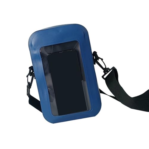 Uqezagpa Handytaschen mit durchsichtigem Bildschirm, trockene Aufbewahrungstasche, Schultertaschen für Strand, Camping, Bootfahren, passend für die meisten mobilen Geräte, trocken und nass, blau, Mass von Uqezagpa