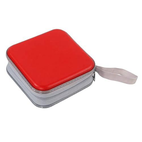 Uqezagpa Hartschalenkoffer mit 48 Fächern, Organizer, Brieftaschen, schützende Aufbewahrungstasche, rot, 15.5*15.5*6cm von Uqezagpa
