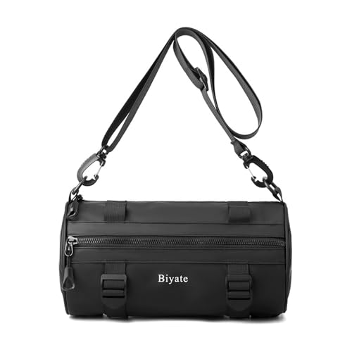 Uqezagpa Herren-Brusttasche, modische Umhängetasche, Umhängetasche, Kuriertasche, runder zylindrischer Rucksack für Herren, zum Laufen, Nylon, rund, zylindrischer Rucksack für tägliche Reisen, Schwarz Uqezagpa Herren-Brusttasche, modische Umhängetasche, Umhängetasche, Kuriertasche, runder zylindrischer Rucksack für Herren, zum Laufen, Nylon, rund, zylindrischer Rucksack für tägliche Reisen, Schwarz von Uqezagpa