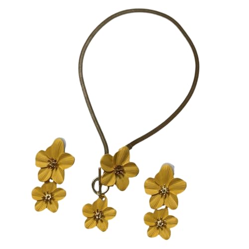 Uqezagpa Hot Day Strandschmuck-Set, trendige Blumen-Halskette und Statement-Ohrringe, Legierung, Verzierung, besondere Anlässe, Frühlingsblumen-Schmuck-Set, Einheitsgröße, Wie beschrieben, Wie von Uqezagpa