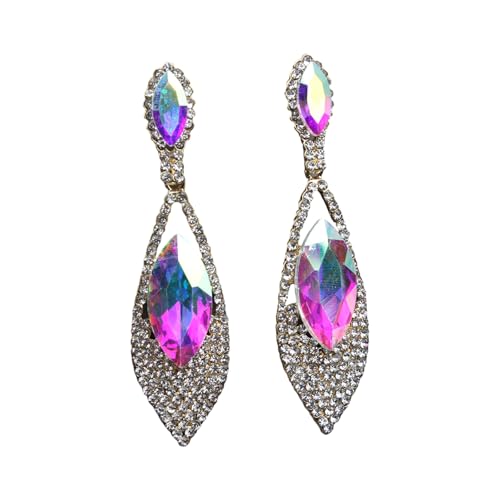 Uqezagpa Imitation Diamonds Dangle Earrings for Women Ear Pendant with Rhinestone Teardrop Handmade Cubic Zirconia, 2x8cm, Legierung, künstlicher Kristall, Strass, Beryll von Uqezagpa
