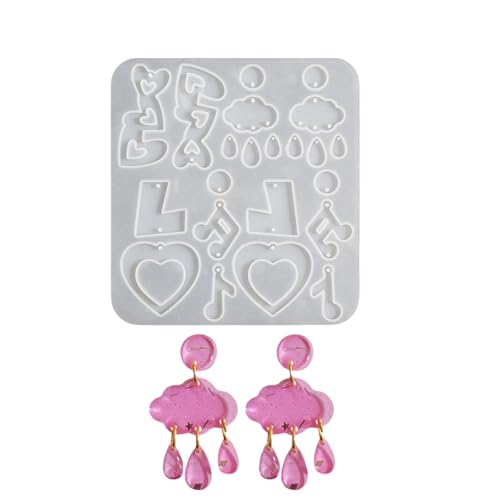 Uqezagpa Kreative Silikonform mit Herz-Blumen-Effekt für Ohrringe und Anhänger, Bastelzubehör zur Schmuckherstellung, 16*14cm 14.6*13.5cm, Silikon von Uqezagpa
