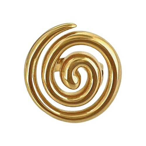 Uqezagpa Künstlerische Hohlspiralen/Conch/Croissants Ringe aus Edelstahl, verstellbare Größe, Fingerzubehör für den täglichen Gebrauch, einzigartiges Mode-Accessoire, Einheitsgröße, Wie beschrieben von Uqezagpa