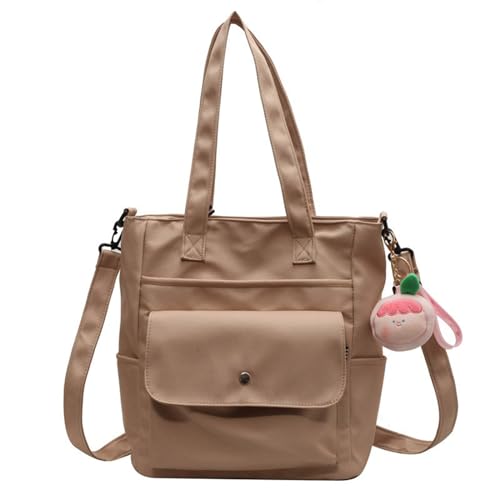 Uqezagpa Lässige Damen-Umhängetasche, einfarbig, großes Fassungsvermögen, Segeltuch, Schultertasche mit mehreren Taschen und Tragegriff oben, für Damen aus Segeltuch, khaki, One Size von Uqezagpa