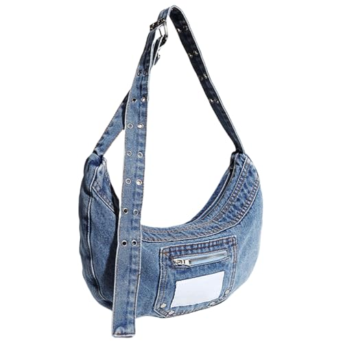 Uqezagpa Lässige Jeans-Umhängetasche für Damen, Crossbody-Tasche mit verstellbarem Riemen und Reißverschlusstaschen für verschiedene Anlässe, Jeans-Geldbörse, blau, One Size Uqezagpa Lässige Jeans-Umhängetasche für Damen, Crossbody-Tasche mit verstellbarem Riemen und Reißverschlusstaschen für verschiedene Anlässe, Jeans-Geldbörse, blau, One Size von Uqezagpa