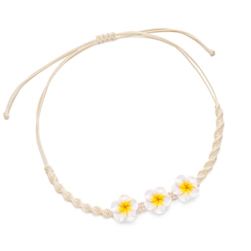 Uqezagpa Lebendige, weiche Tonblumen-Halskette, handgeflochtenes Design, tragbarer Schmuck für lässige Outfits und Partys, Urlaubs-Halsketten-Zubehör, Einheitsgröße, Wie beschrieben, Wie beschrieben von Uqezagpa