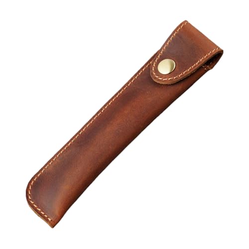 Uqezagpa Leder-Federmäppchen, Leder-Füllfederhalter-Etui, Halter für Damen, Herren, Studenten, rotbraun von Uqezagpa
