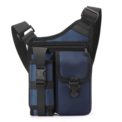 Uqezagpa Leichte Brusttasche, Umhängetasche, Geldbörse, praktische Nylon-Schultertasche, für Camping, Reisen und Outdoor-Aktivitäten, Schultertasche, blau, One Size von Uqezagpa