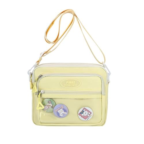 Uqezagpa Leichte Schultertasche aus Nylon mit mehreren Fächern, für den täglichen Pendler und Freizeitausflüge, gelb, One Size Uqezagpa Leichte Schultertasche aus Nylon mit mehreren Fächern, für den täglichen Pendler und Freizeitausflüge, gelb, One Size von Uqezagpa