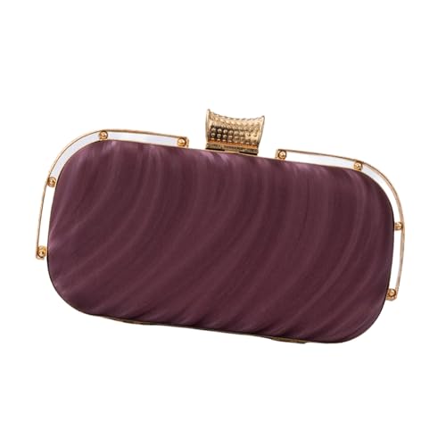 Uqezagpa Luxuriöse PU-Abend-Clutch-Tasche mit Ripples-Muster und abnehmbarer Kette für formelle elegante Strass-Handtasche, Geldbörse, Cocktail-Party-Handtasche, a, One Size von Uqezagpa