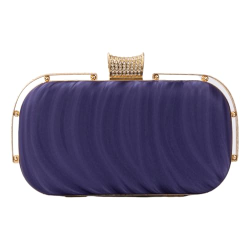 Uqezagpa Luxuriöse PU-Abend-Clutch-Tasche mit Ripples-Muster und abnehmbarer Kette für formelle elegante Strass-Handtasche, Geldbörse, Cocktail-Party-Handtasche, pflaume, One Size von Uqezagpa