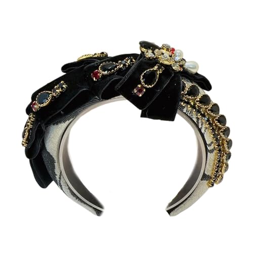 Uqezagpa Luxuriöses Blingbling Stirnband, auffällige Kopfbedeckung, Weihnachtsfeier, Foto-Requisiten, Frauen-Kopfbedeckung, Cosplay-Zubehör, Schleife, Stirnbänder für Frauen und Babys von Uqezagpa
