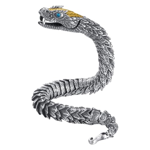Uqezagpa Mehrzweck-Armband mit Klapperschlangen-Muster, robuste Legierung, verstellbar, tragbar, unisex, 12cm x 8cm x 3cm, Metall, Beryll von Uqezagpa
