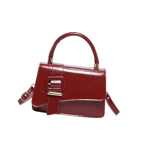 Uqezagpa Mehrzweck-Damen-Crossbody-Handtasche mit langem verstellbarem Riemen und Tragegriff oben, PU-Leder, kleine Umhängetasche, Geldbörse, moderne Damen-Umhängetasche, rot, One Size von Uqezagpa