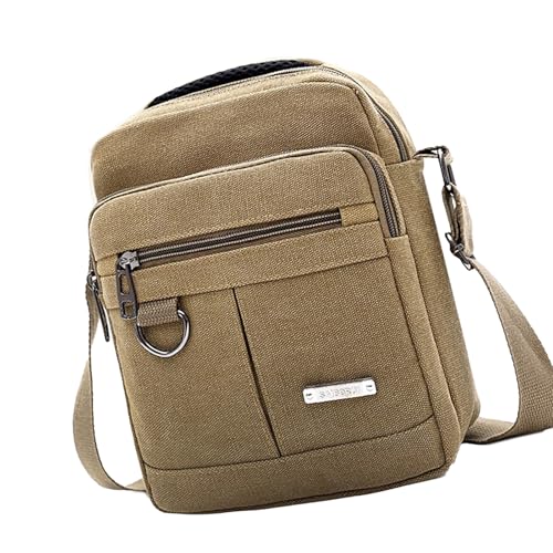 Uqezagpa Mehrzweck-Herren-Handtasche aus Segeltuch für Reisen und alltägliche Aktivitäten, mehrere Taschen, kleine Umhängetasche, Umhängetasche, Segeltuchtasche, khaki, One Size Uqezagpa Mehrzweck-Herren-Handtasche aus Segeltuch für Reisen und alltägliche Aktivitäten, mehrere Taschen, kleine Umhängetasche, Umhängetasche, Segeltuchtasche, khaki, One Size von Uqezagpa