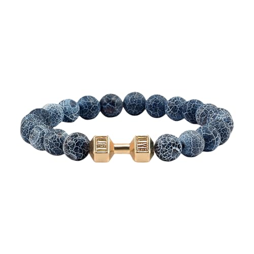 Uqezagpa Mehrzweck Perlenarmband Für Herren Natürliche Elegante Lavaed Stone Dumbbell Charme Für Und Fitnessschmuckstücke von Uqezagpa