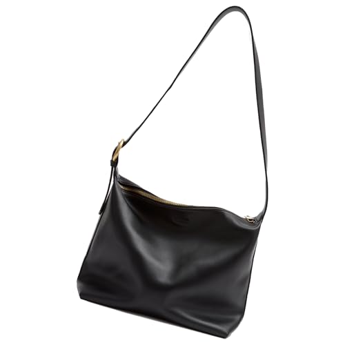 Uqezagpa Mehrzweck-Umhängetasche aus PU-Leder für Damen und Herren, große Kapazität, Crossbody-Tasche für Büro, Schule und Reisen, minimalistische Umhängetasche, Schwarz , One Size von Uqezagpa