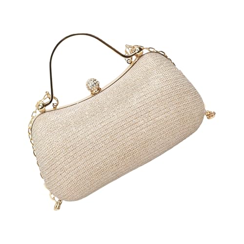Uqezagpa Moderne Handtasche, Metall-Akzent, Umhängetasche, Abendtasche mit Kettenriemen, verschiedene Tragemöglichkeiten, Hochzeitszubehör, Abendtasche, gold, One Size Uqezagpa Moderne Handtasche, Metall-Akzent, Umhängetasche, Abendtasche mit Kettenriemen, verschiedene Tragemöglichkeiten, Hochzeitszubehör, Abendtasche, gold, One Size von Uqezagpa