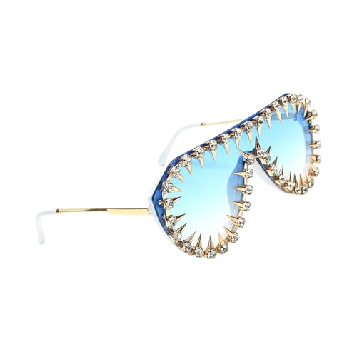 Uqezagpa Moderne Sonnenbrille mit Strass-Rahmen und einzigartigen Nieten-Details für Themenpartys, Versammlungen und Strandurlaub, modische Outdoor-Brillen von Uqezagpa