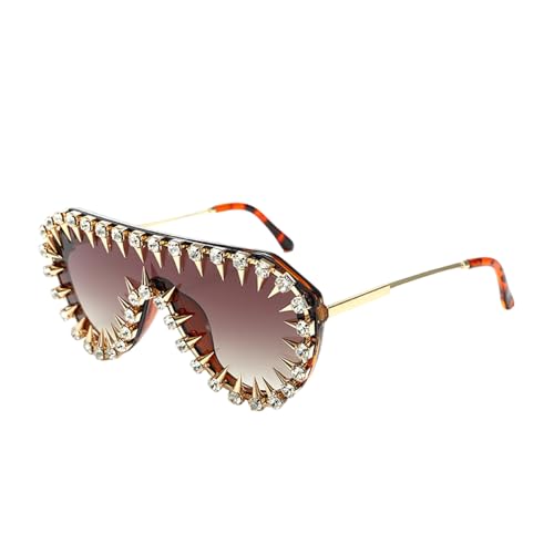 Uqezagpa Moderne Sonnenbrille mit Strass-Rahmen und einzigartigen Nieten-Details für Themenpartys, Versammlungen und Strandurlaub, modische Outdoor-Brillen von Uqezagpa