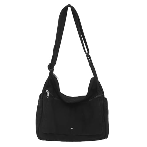 Uqezagpa Moderne Umhängetasche aus Segeltuch für Damen und Mädchen, stilvolle Tasche mit mehreren Taschen, stilvolle Umhängetasche, Schwarz , One Size Uqezagpa Moderne Umhängetasche aus Segeltuch für Damen und Mädchen, stilvolle Tasche mit mehreren Taschen, stilvolle Umhängetasche, Schwarz , One Size von Uqezagpa