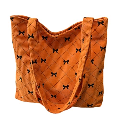 Uqezagpa Modische Cord-Handtasche mit großem Stauraum, stilvolle Umhängetasche mit Schleife, für Damen, Arbeit und Reisen, Damen-Schultertasche, C, One Size von Uqezagpa