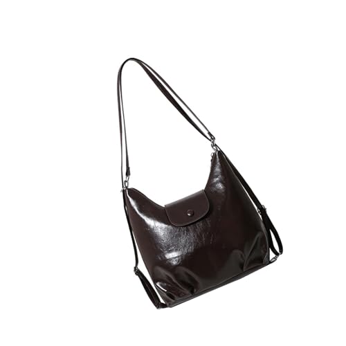 Uqezagpa Modische Leder-Umhängetasche für Damen, große Kapazität, Rucksack, Crossbody-Tasche, geeignet für verschiedene Anlässe, Leder-Umhängetasche, coffee, One Size von Uqezagpa