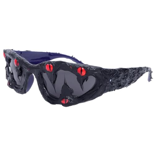 Uqezagpa Modische Sonnenbrille mit Rahmen, trendig, stilvolle Sonnenbrille, schlank, schützende Brillen für jeden Anlass, Nietenbrille, B von Uqezagpa