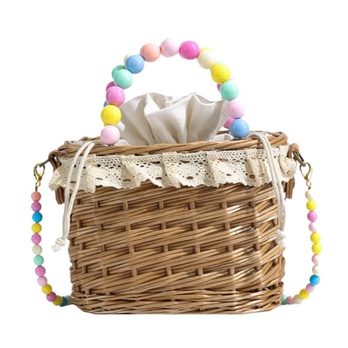 Uqezagpa Modische Stroh-Umhängetasche für Damen und Mädchen, handgewebt, Weiblich, Handtasche, Geldbörse, Strand, Schultertasche, Korbgeflecht, handgewebt, Crossbody für Reisen, farbe, One Size von Uqezagpa