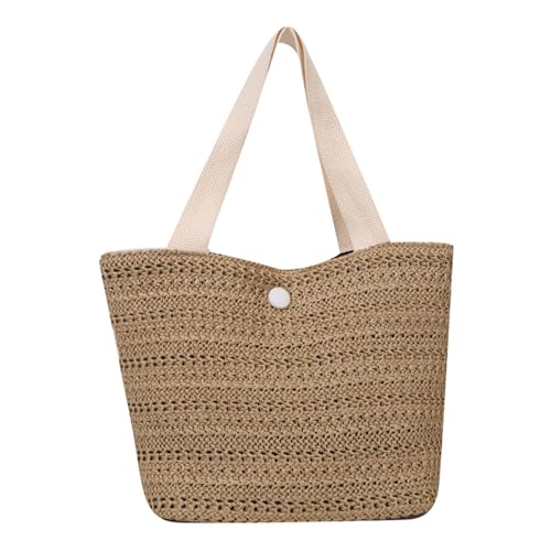 Uqezagpa Modische Strohtasche Handtasche Casual Shopping Urlaub Strand Handtaschen für verschiedene Anlässe Stroh, beige, One Size von Uqezagpa