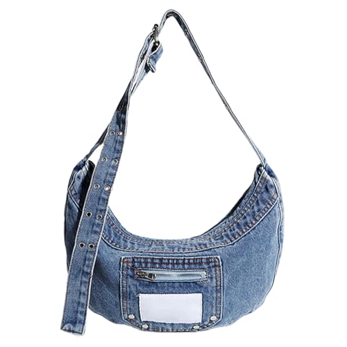 Uqezagpa Modische Umhängetasche, lässige Umhängetasche, große Kapazität, modische Umhängetasche für Reisen und Outdoor-Aktivitäten, multifunktionale Jeans, blau, One Size von Uqezagpa
