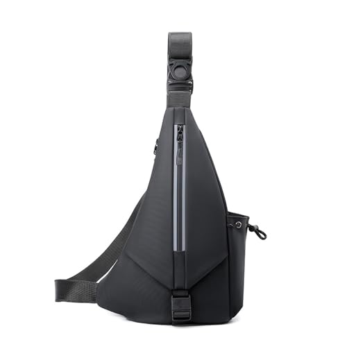 Uqezagpa Modische Umhängetasche für Herren, große Kapazität, Gürtel, Reisen, wasserdicht, reflektierend, Schultertasche, modische Tasche, Schwarz , One Size von Uqezagpa