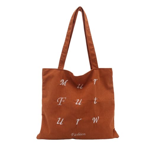Uqezagpa Modische Umhängetasche mit Buchstaben-Stickerei, Cord, große Kapazität, Handtasche für Damen, Shopping und Arbeit, Pendeln, lässige Handtasche für Damen, braun, One Size Uqezagpa Modische Umhängetasche mit Buchstaben-Stickerei, Cord, große Kapazität, Handtasche für Damen, Shopping und Arbeit, Pendeln, lässige Handtasche für Damen, braun, One Size von Uqezagpa