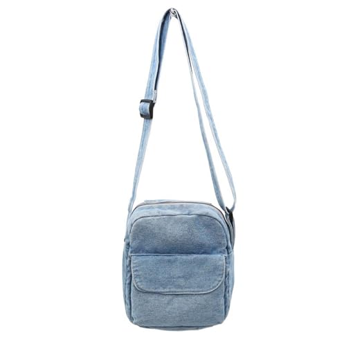 Uqezagpa Modische Vintage-Denim-Umhängetasche für Handy, japanische Crossbody-Tasche für Freizeitausflüge, kleine Crossbody-Tasche, blau, One Size Uqezagpa Modische Vintage-Denim-Umhängetasche für Handy, japanische Crossbody-Tasche für Freizeitausflüge, kleine Crossbody-Tasche, blau, One Size von Uqezagpa