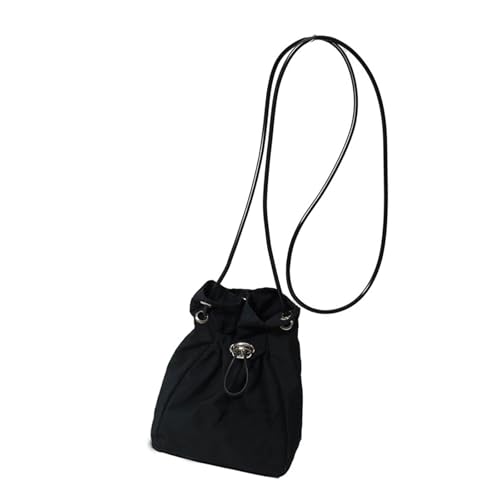 Uqezagpa Modische kleine Handy-Tasche mit Schultergurt, plissierter Kordelzug, Crossbody-Tasche für Reisen und Einkaufen, kleine Umhängetasche mit Kordelzug, Schwarz , One Size von Uqezagpa