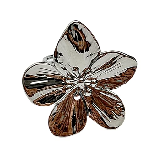 Uqezagpa Modische offene Ringe mit floralen Imitationsperlen und funkelndem Stein für stilvolle Outfits, trendiger Damen-Fingerschmuck, Einheitsgröße, Wie beschrieben, Wie beschrieben von Uqezagpa